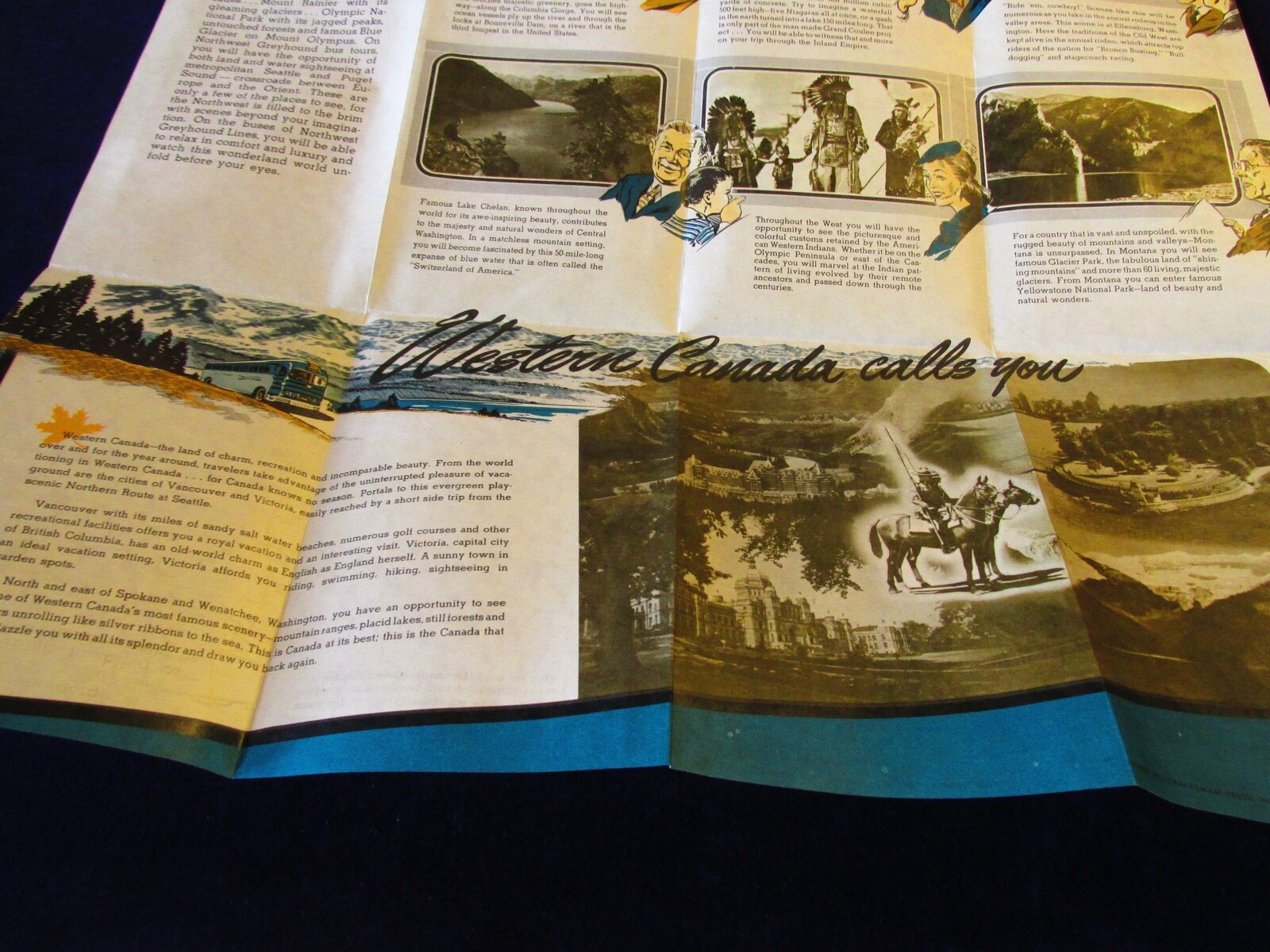 Vtg 1946 Greyhound Bus Line Pacific Northwest Travel Brochure WA ID OR MT ++Q693