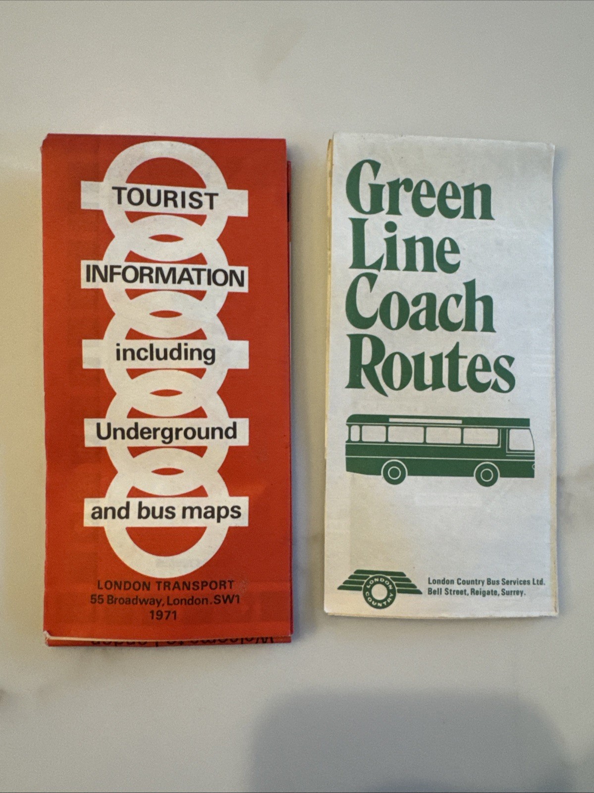 1971 Green Line Coach Routes & Underground Map Pamphlet Brochure London