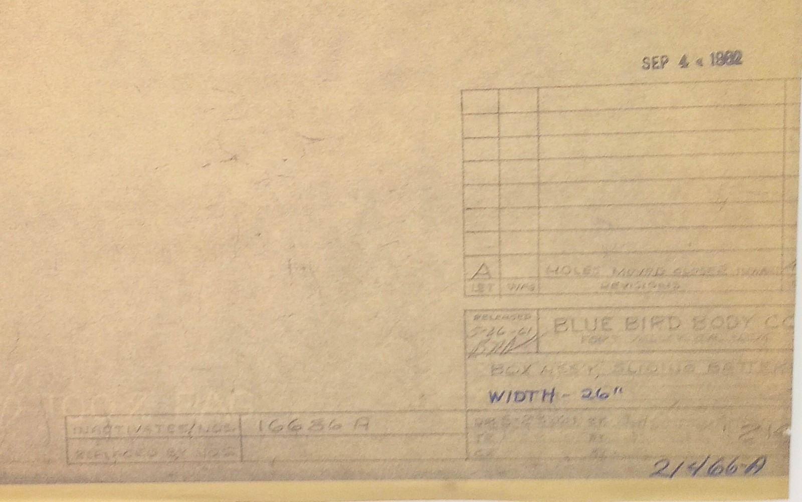 1961-62 Bluebird School Bus Actual ORIGINAL Blueprint For The Layout Of The Bus