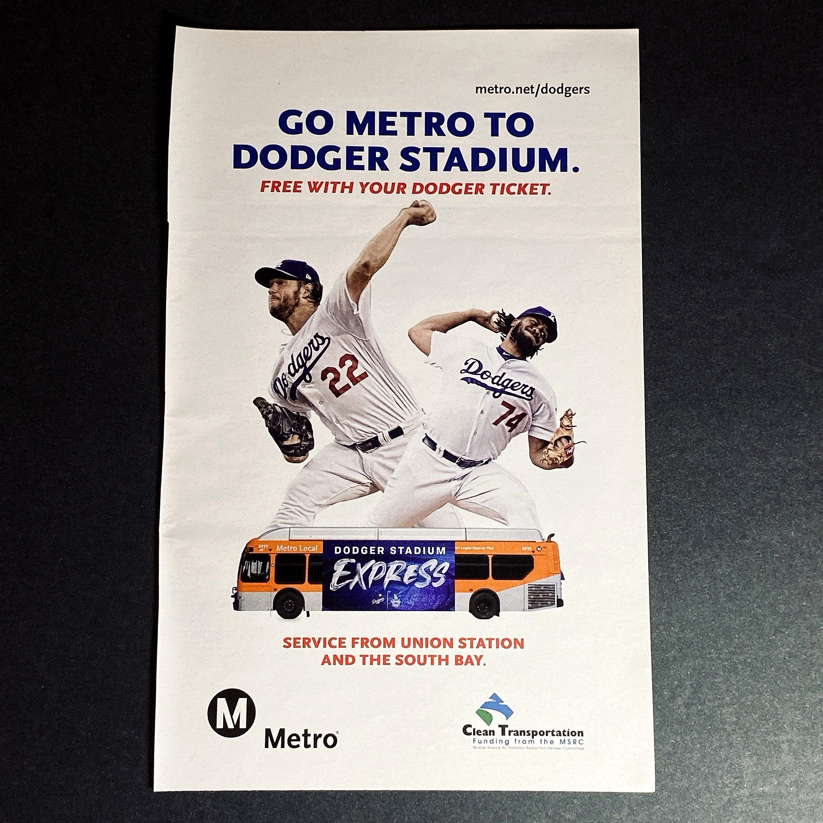 Print Ad 2019 Dodgers Kershaw #22 Baseball Los Angeles Metro City Bus Collectors