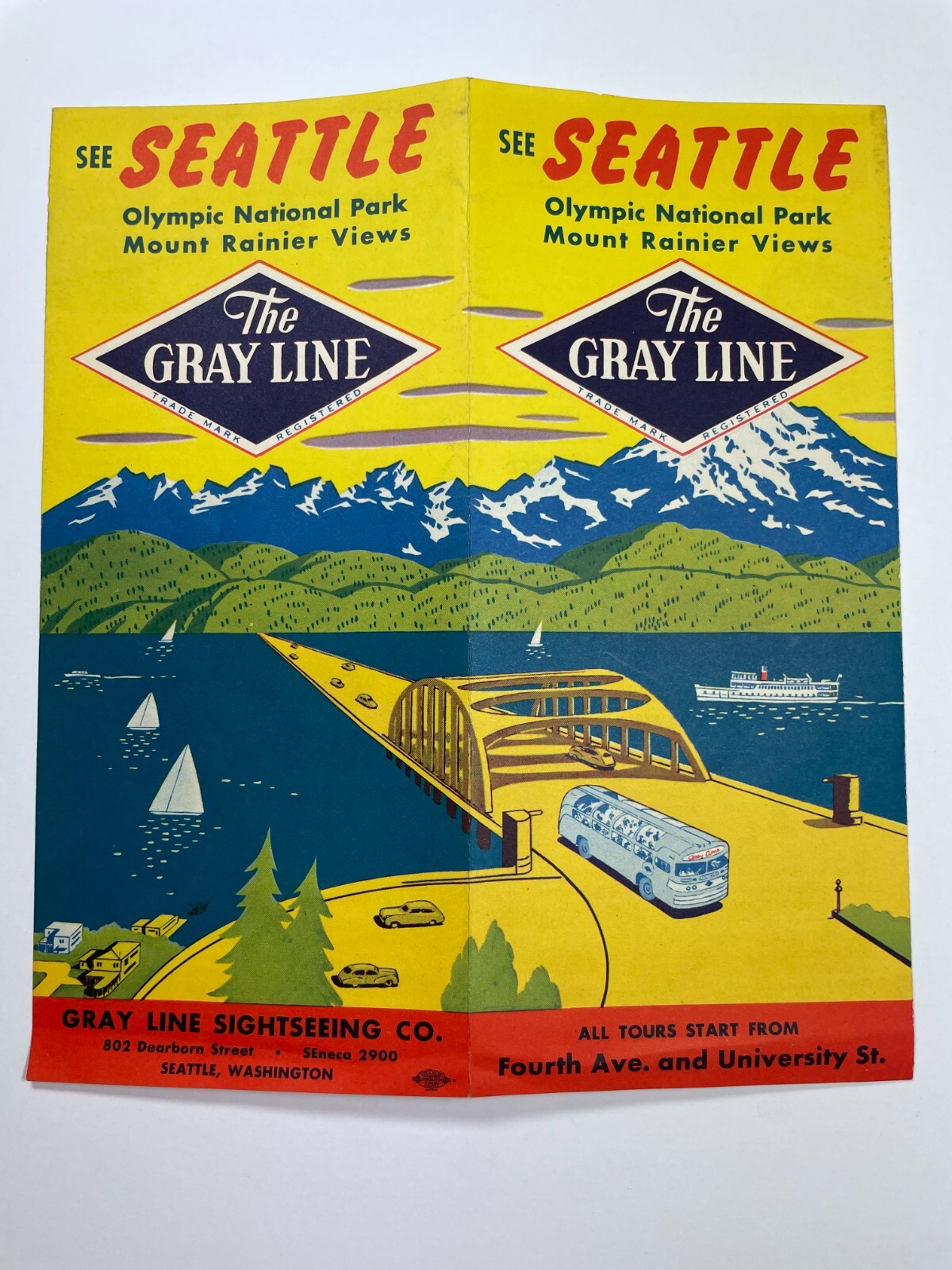 1940-50’s The Gray Line Bus Travel Brochure of Tours of Seattle