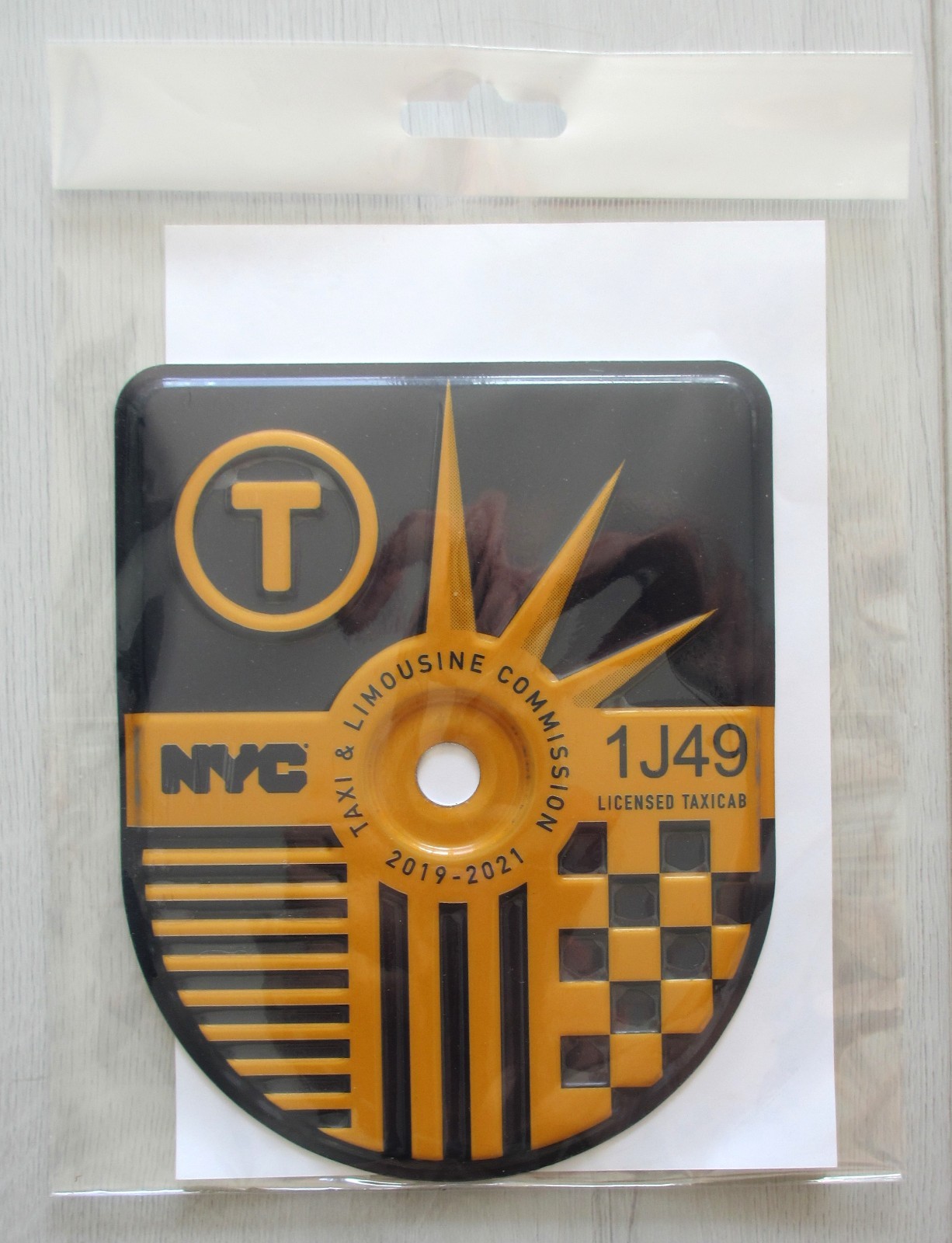 Retired 2019-2021 New York City Licensed Taxi Cab Medallion 1J49 NYC