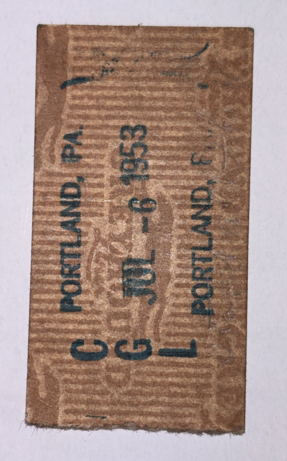 1953 Central Greyhound Lines ID Check Ticket Portland PA to NY, NY Form 330-OW-1