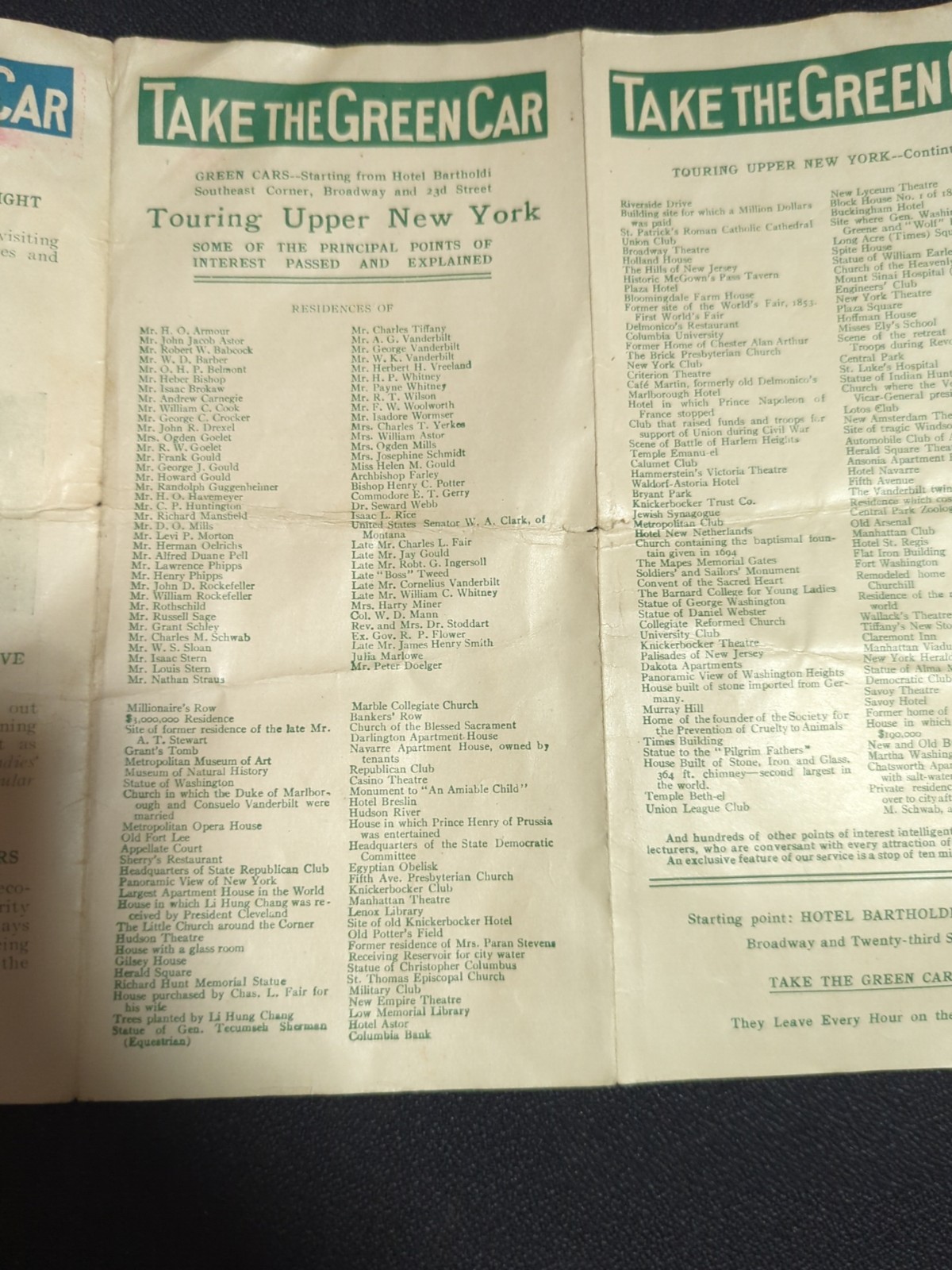 1910’s Era, The Green Car Sight Seeing Company, New York Advertising