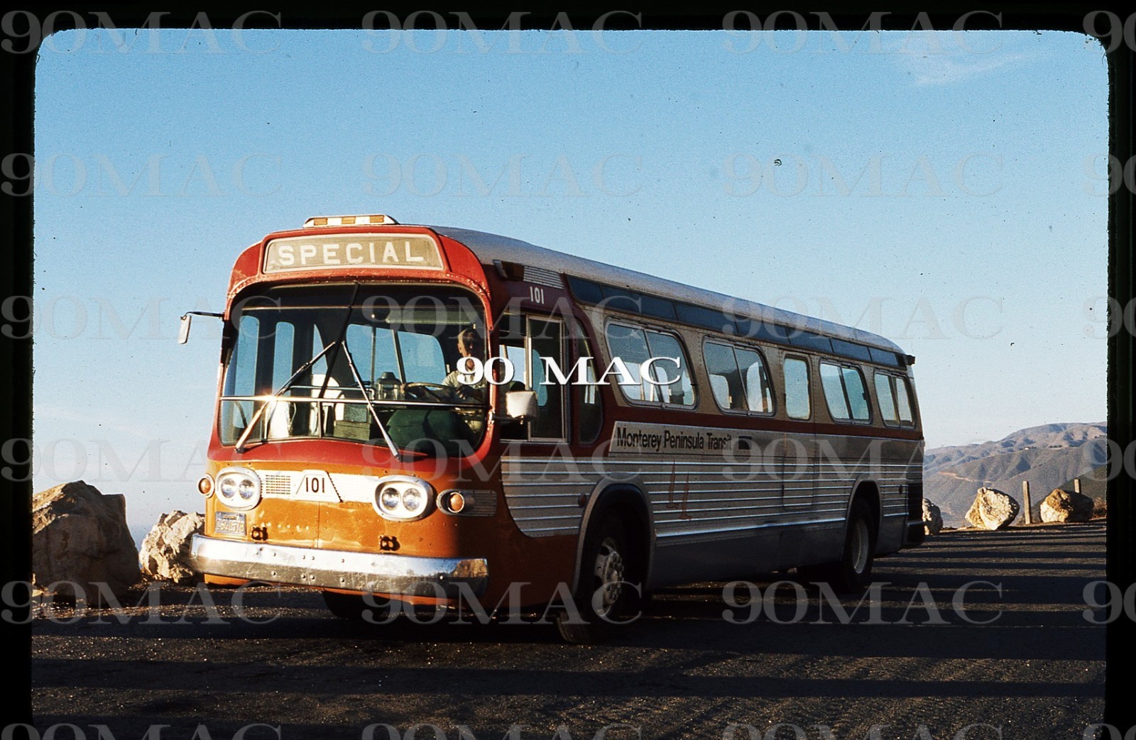 MPT. GM COACH BUS #101. Monterey (CA). Original Slide 1976.