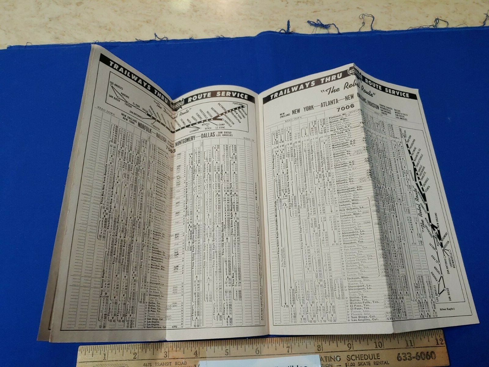 Vintage June 1966 Trailways South Southwest And New England Bus Time Tables