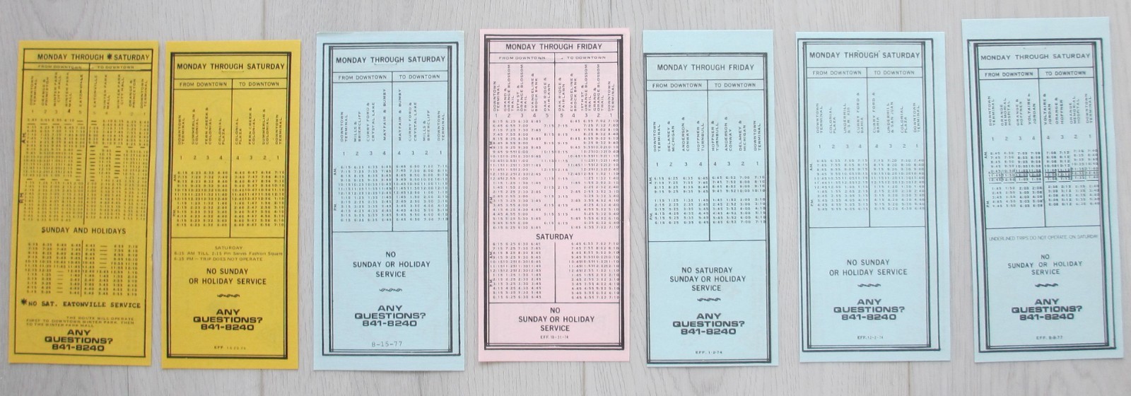 Lot of 7 Orange Seminole Osceola TA Bus Timetables Orlando Central Florida FL