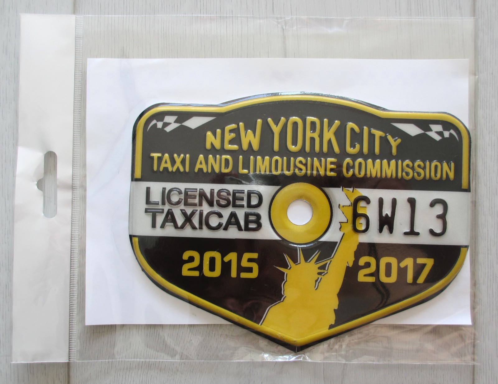 Retired 2015-2017 New York City Licensed Taxi Cab Medallion 6W13 NYC