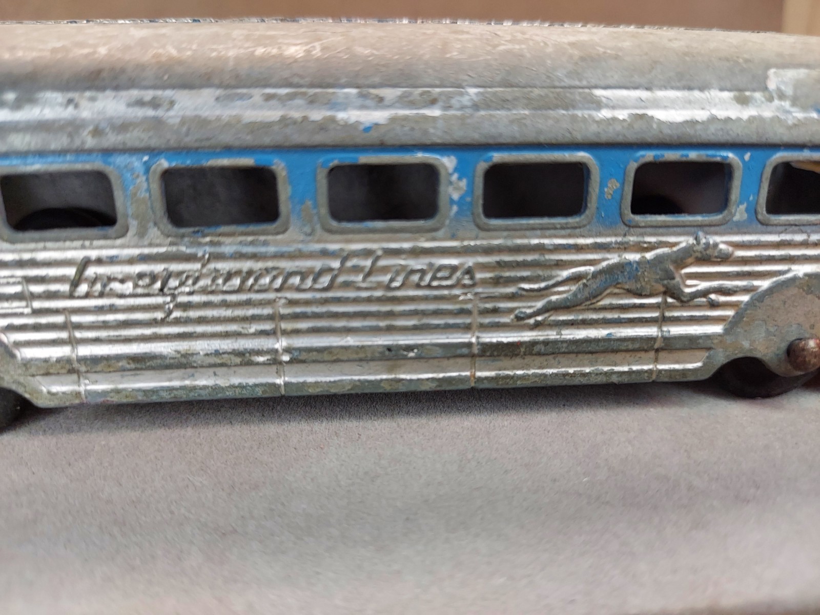 Vintage Greyhound Lines Bus Pressed Steel Toy Greyhound Bus Logo Advertising