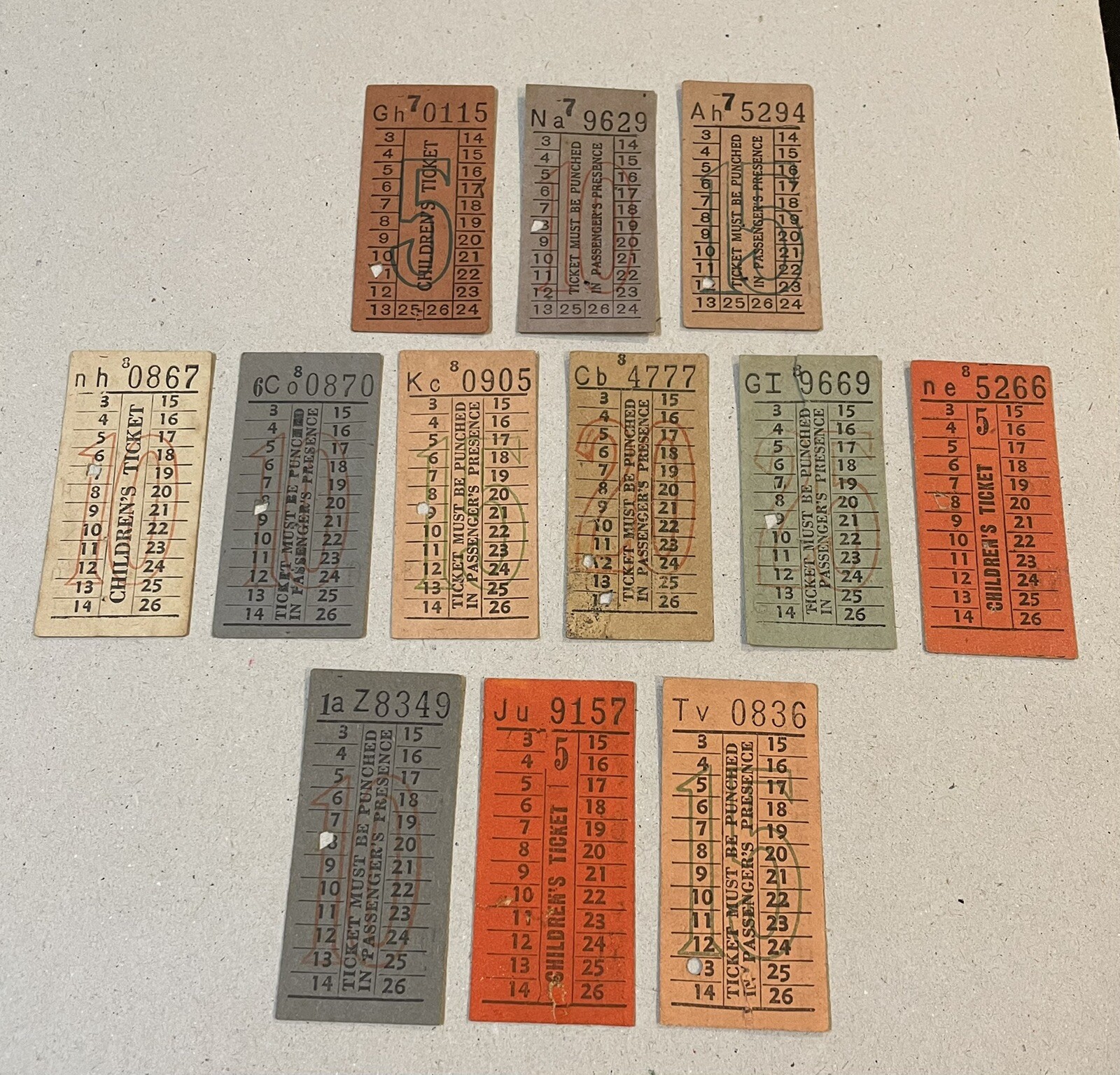 Old Singapore The Singapore Traction Co. Ltd. Bus Ticket x 12 different period