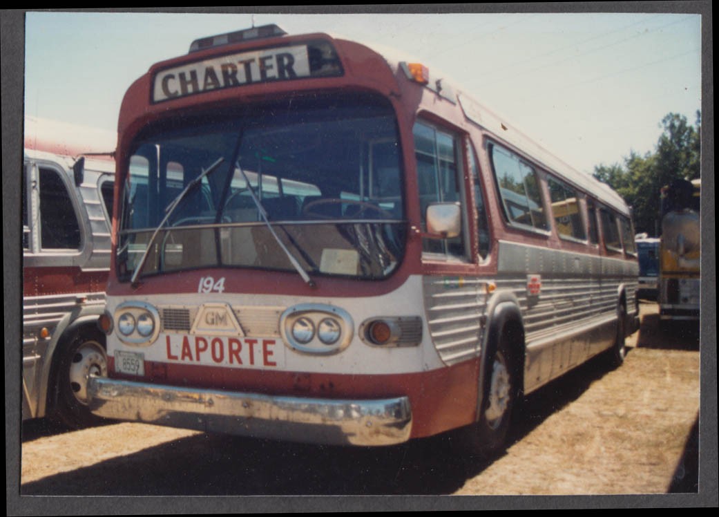 Laporte Bus Lines GM Coach #194 bus snapshot W Springfield 1986
