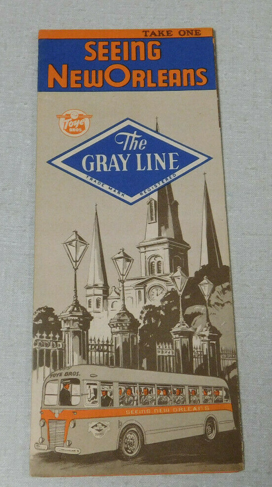 1930’s The Gray Line bus Seeing New Orleans tourist brochure