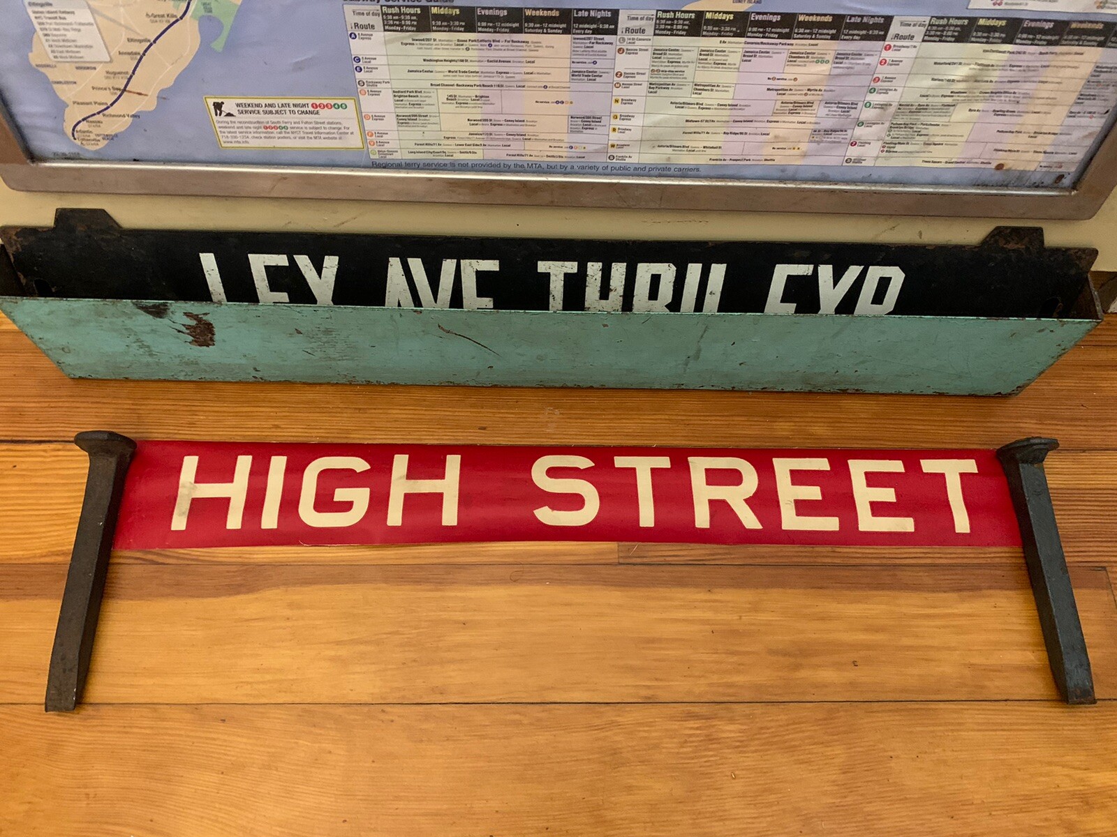 1958 BROOKLYN HEIGHTS NY NYC BUS ROLL SIGN HIGH STREET WEST VILLAGE MEATPACKING