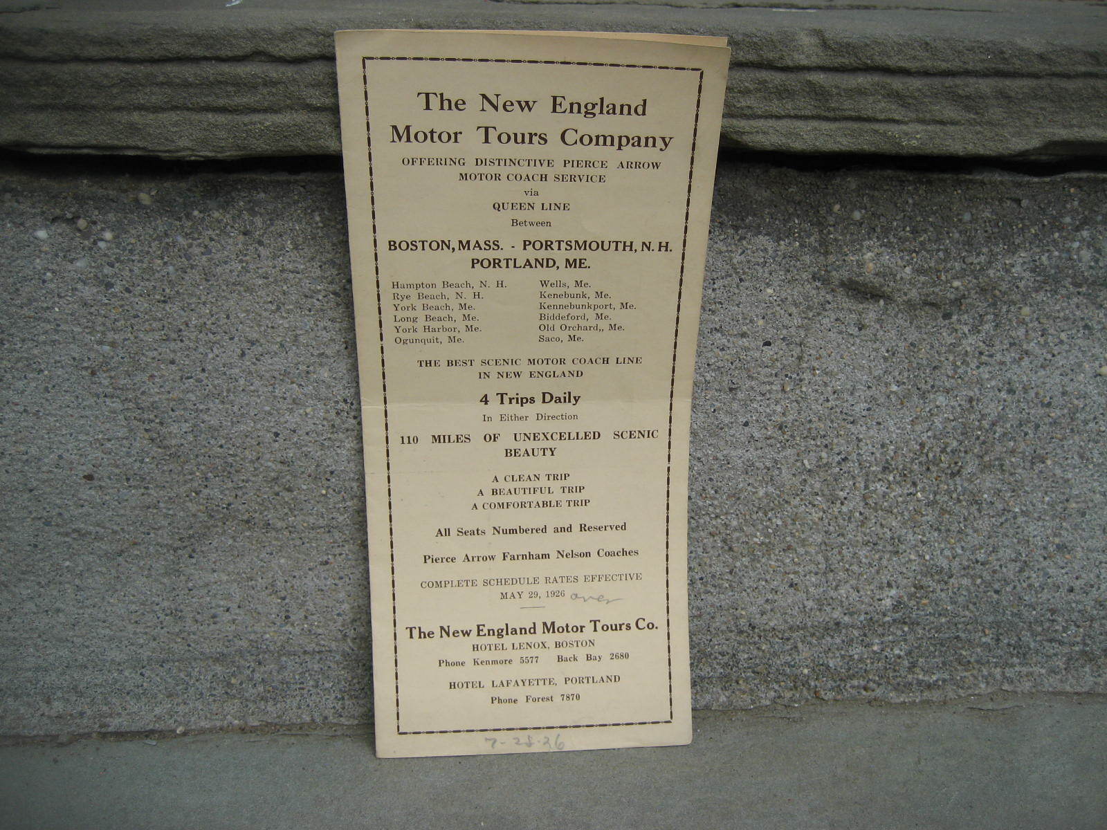 1926 New England Motor Tours Company Queen Line Brochures
