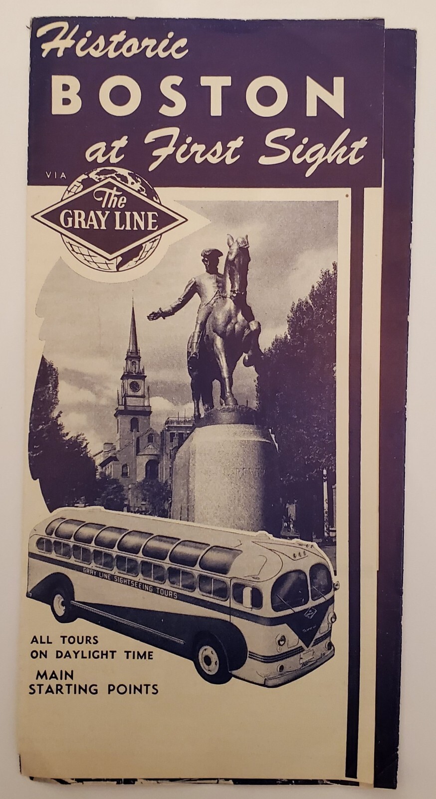 Vintage Historic Boston @ First Sight brochure; 1950’s; Gray Line; FREE Ship!