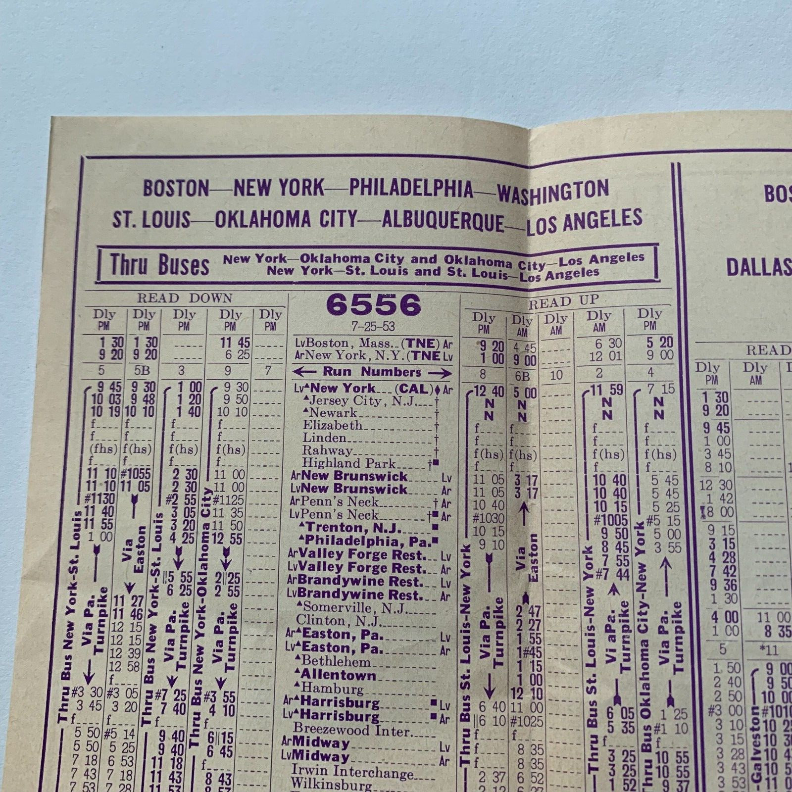 Aug 1953 Continental Trailways Bus Timetable Brochure NY LA California schedule