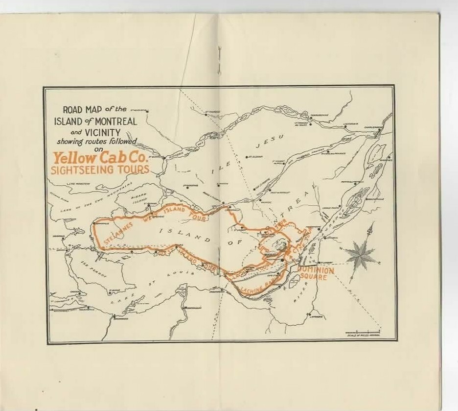 Vintage, YELLOW CAB & BUS COMPANY, MONTREAL, CANADA, Brochure / Map