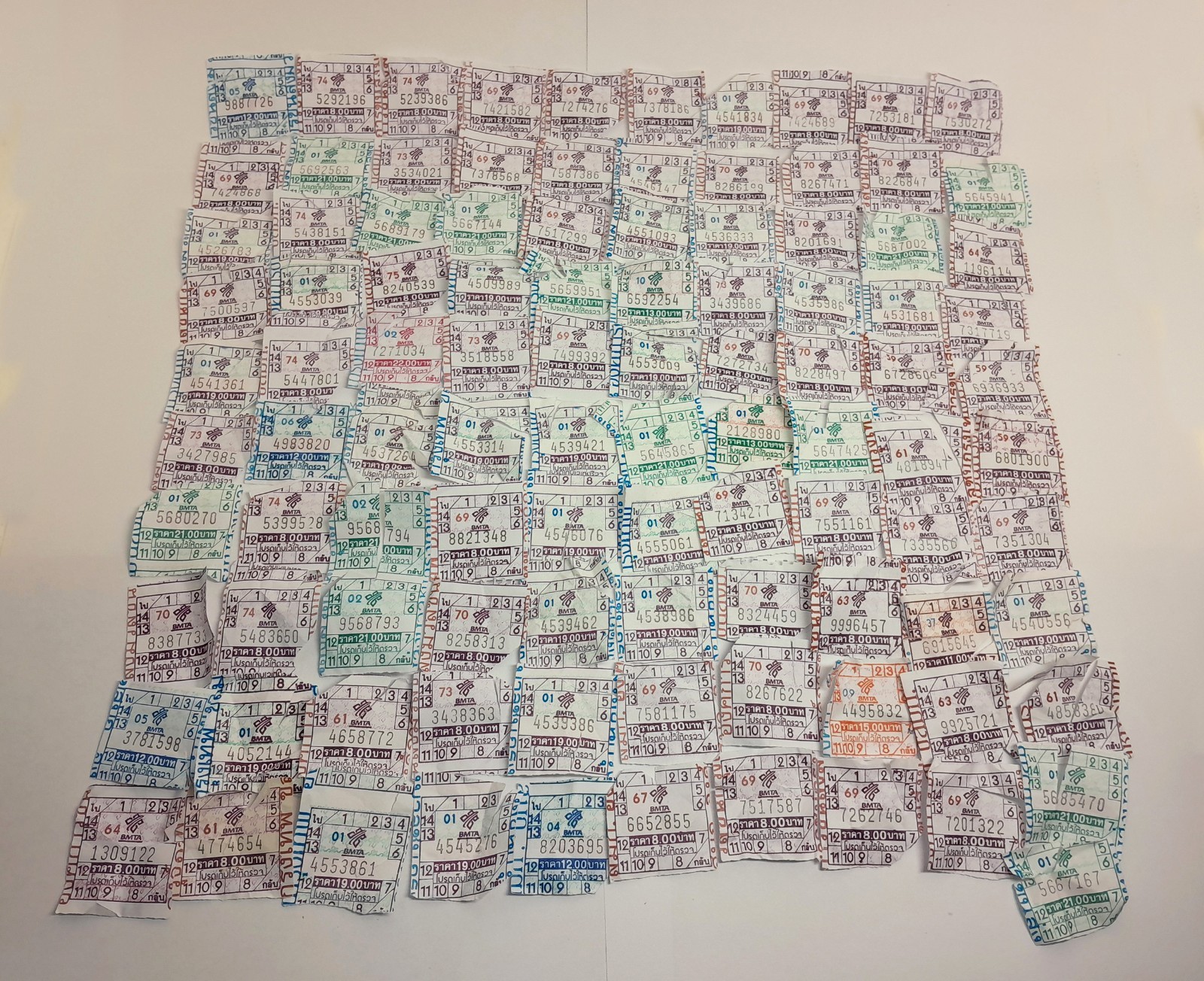 180 Used Bus Tickets Buses Collectible Good Condition Thailand Bangkok