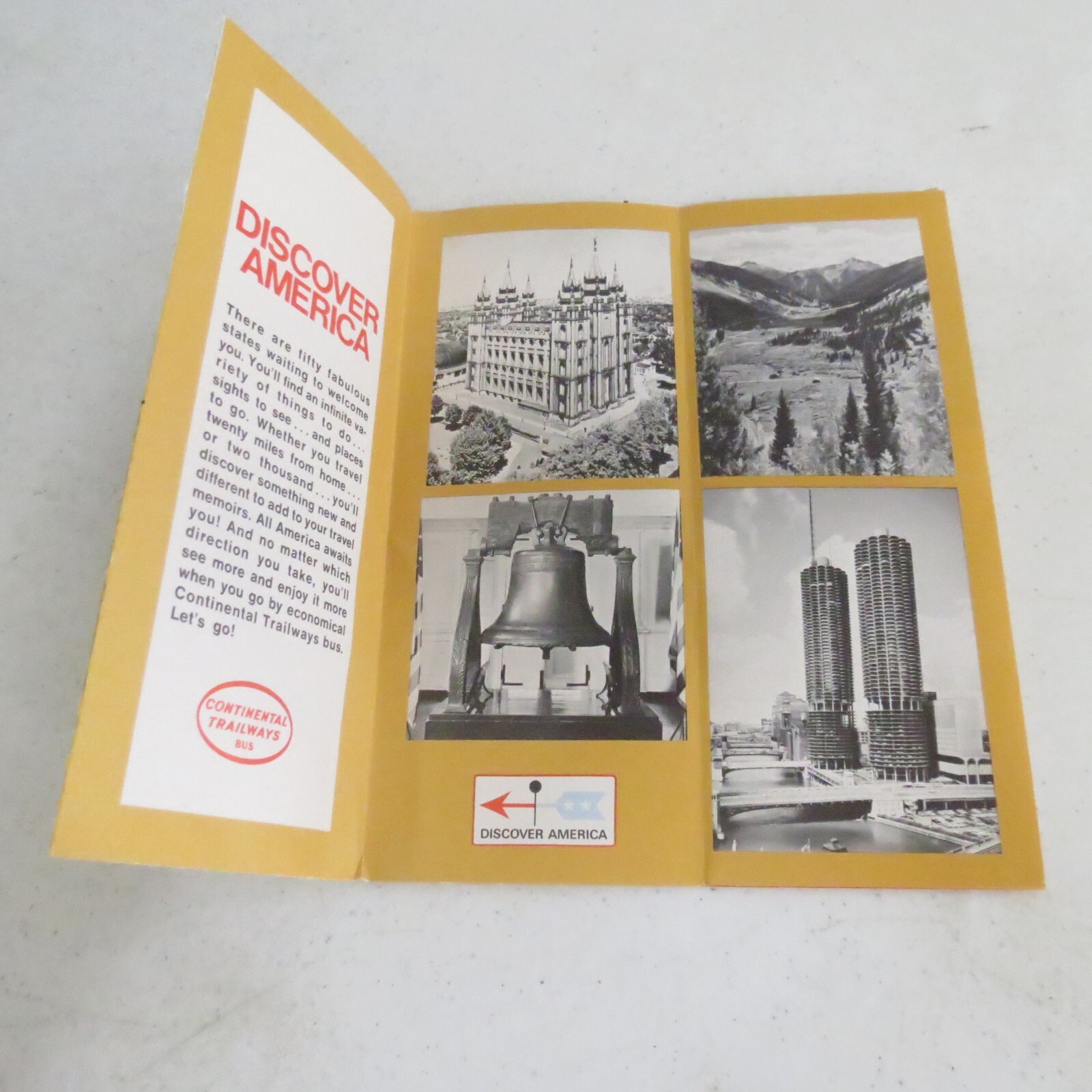 Continental Trailways Bus discover America Brochure Stamped Durango Colorado Map