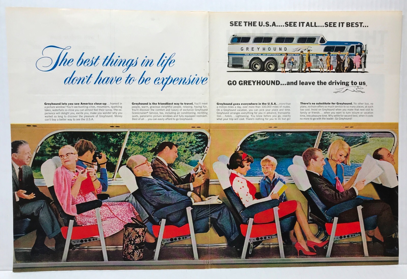1965 Go Greyhound 2 Page Plus 8 Page Destinations & Prices VINTAGE PRINT AD LM65