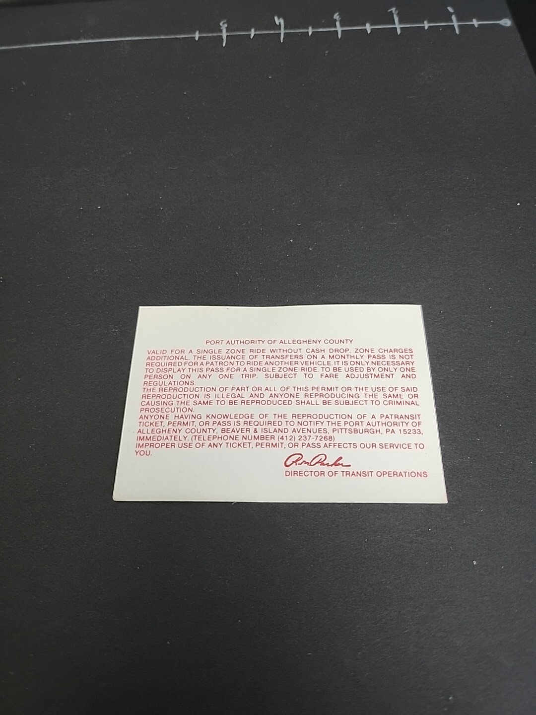 Vtg PAT Bus / Streetcar Monthly Pass Port Authority Allegheny County Rare 1983