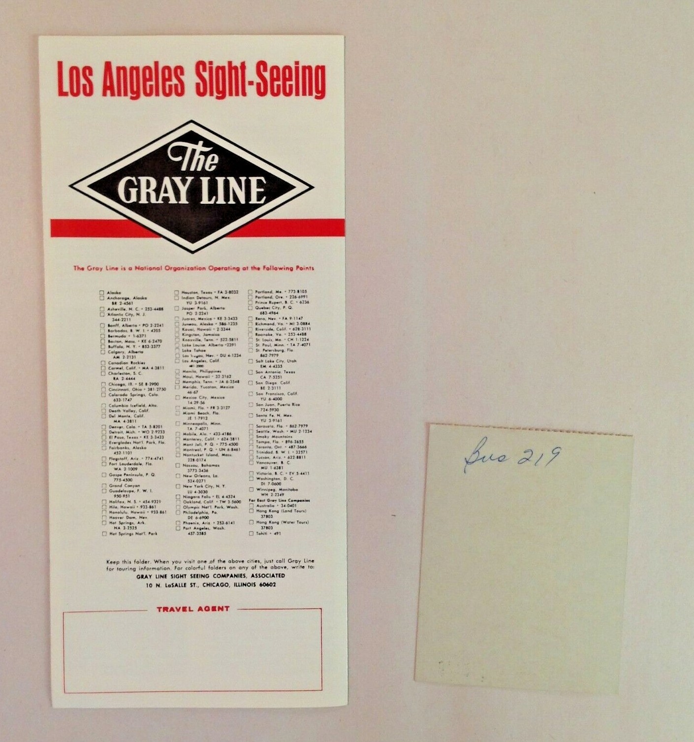 Vintage 1960’s 2 Pc Lot The Gray Line Los Angeles Oakland-Berkeley Muir Woods