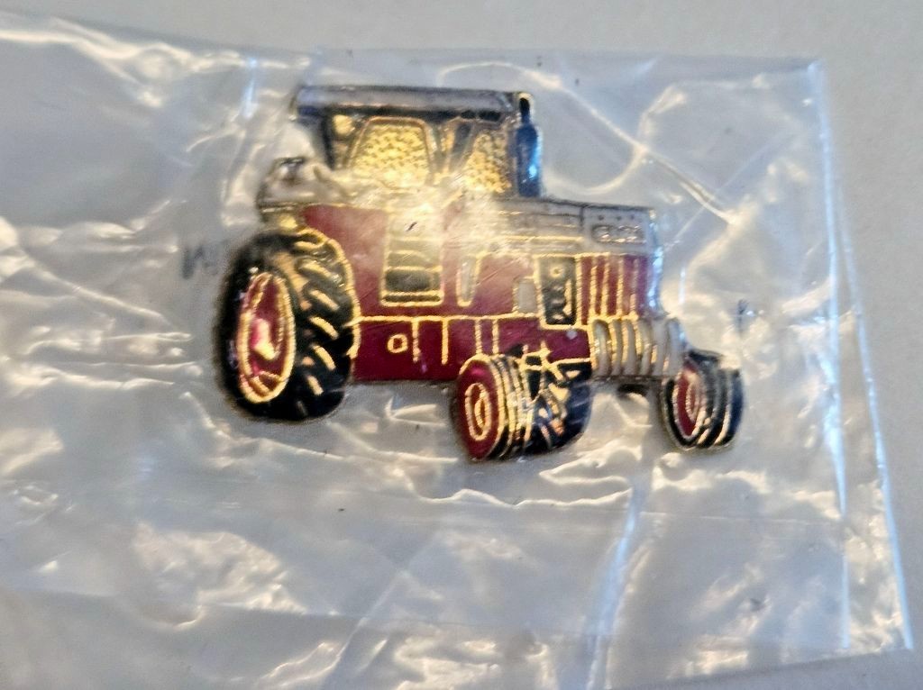 Vintage Red Tractor ~Enamel Lapel Hat Pin ~ 80’s