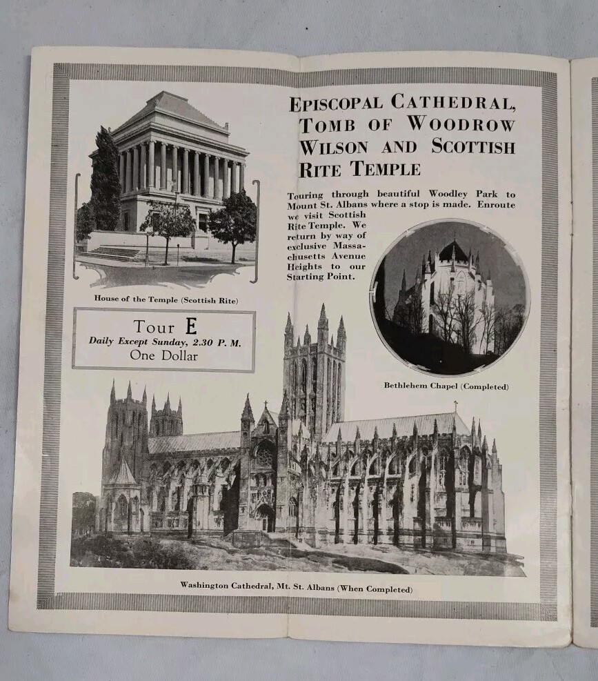 1930s Black & White Sight Seeing Co. Brochure Washington DC Tours/Parlor Coach