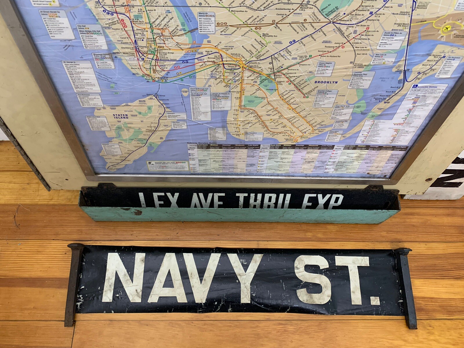 NY NYC BUS ROLL SIGN NAVY STREET ELEVATED FORT GREENE JAY STREET BROOKLYN YARD