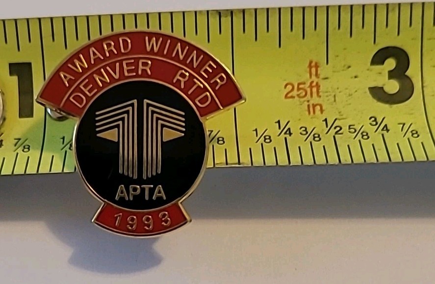 Vtg. APTA Award Winner Denver RTD 1993 Pin