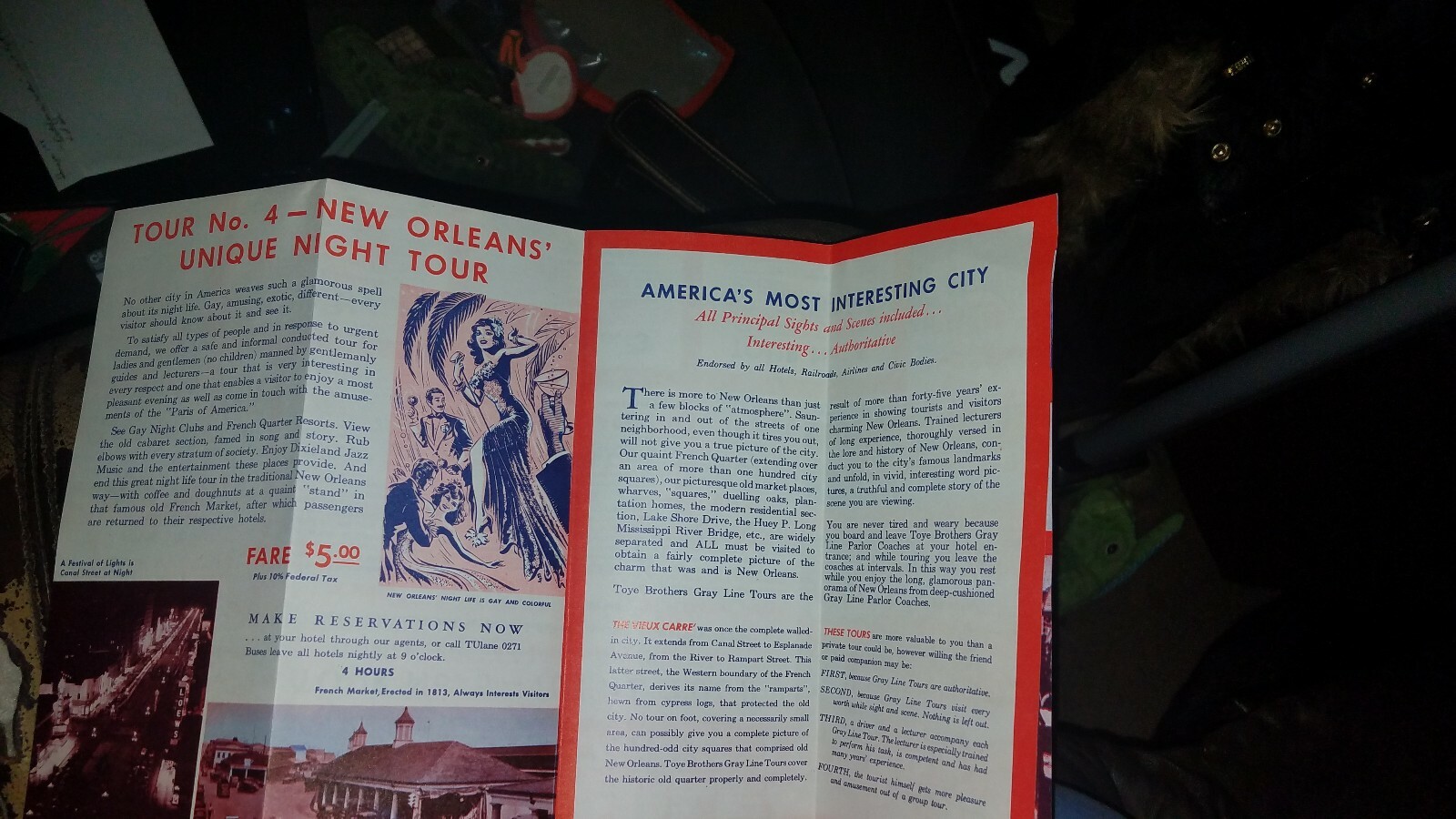 Vintage The Gray Line “Seeing New Orleans” Bus Tours Brochure 1950s