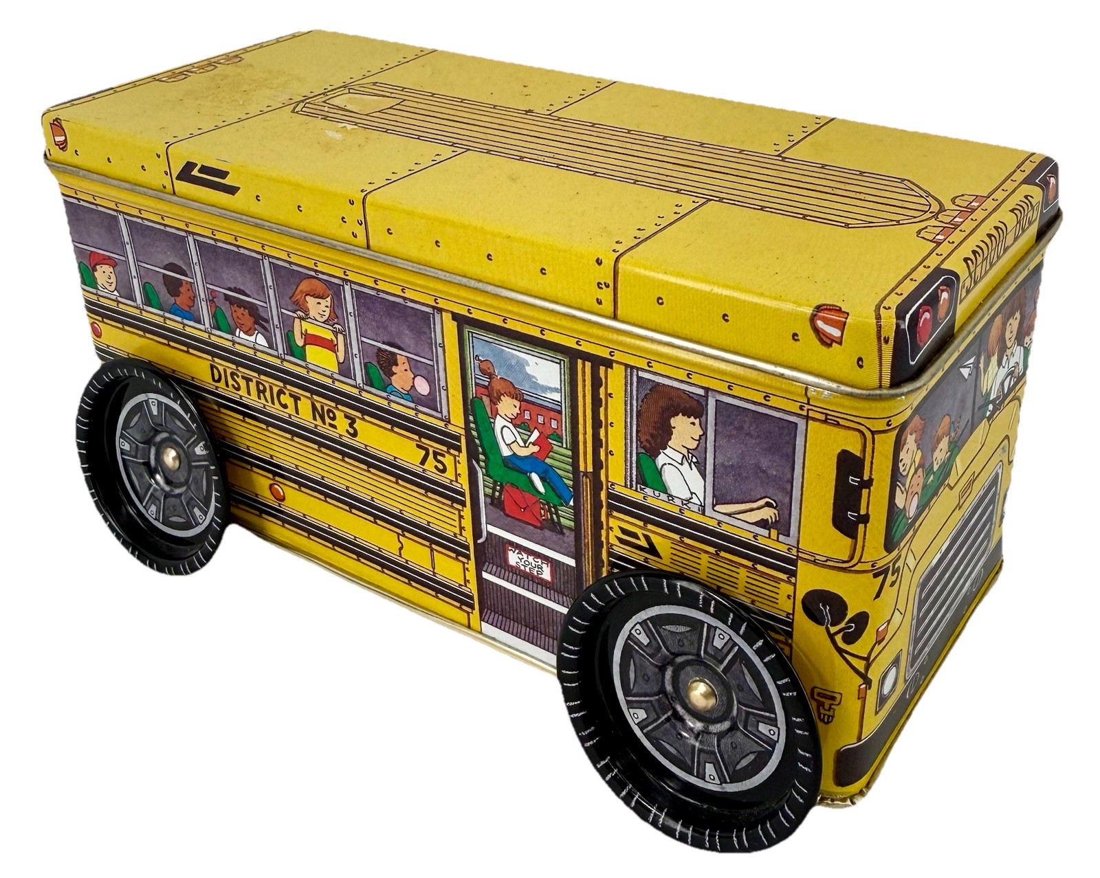 Keller Charles Of Philadelphia Vintage School Bus #75 District No 3 Tin With Lid