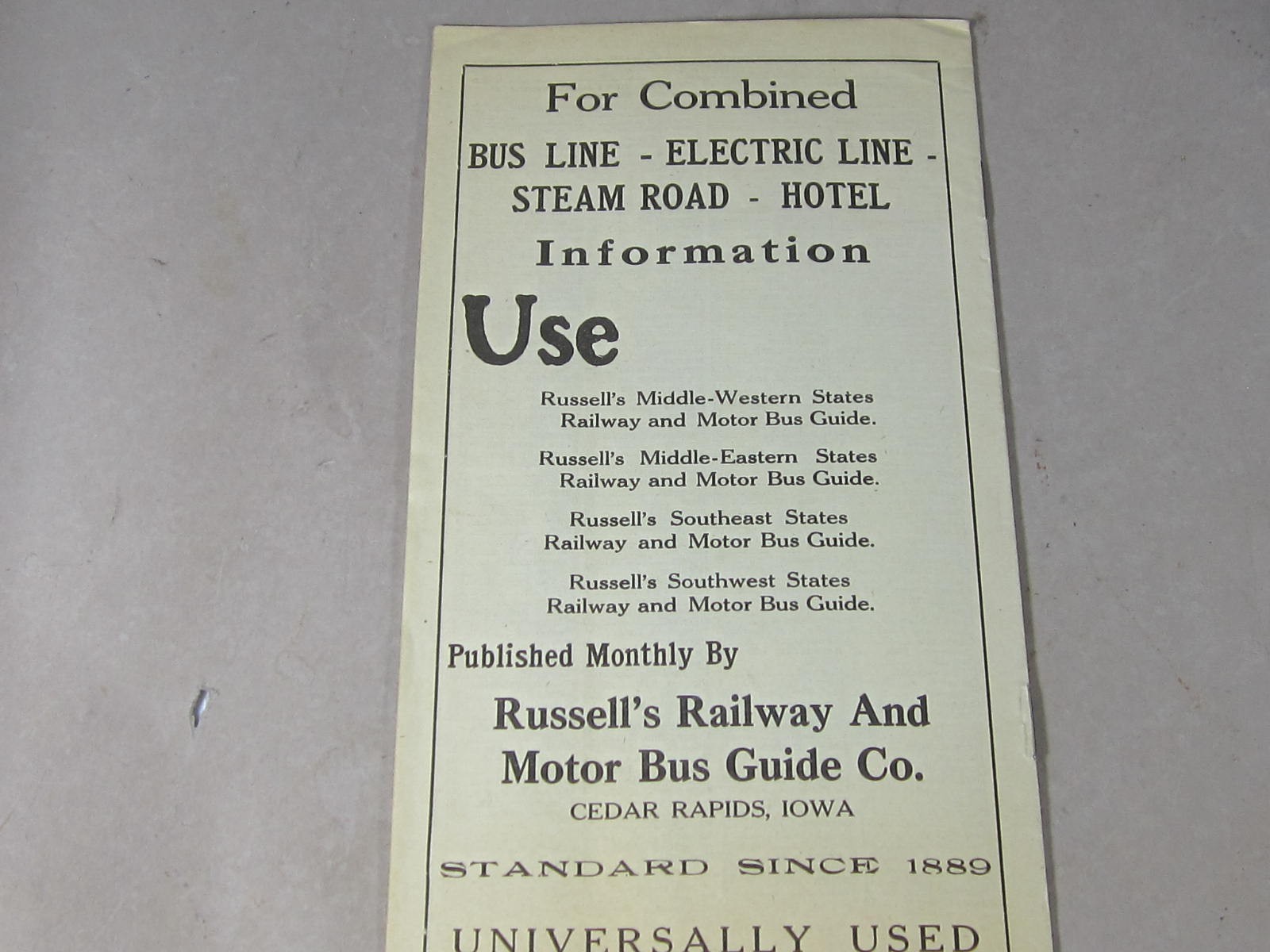 Russell’s Motor Coach / Bus Guide for Missouri 1928