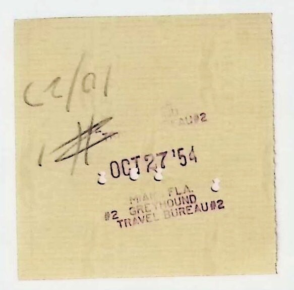 1954 Florida Greyhound Lines Ticket Stub Jacksonville Florida