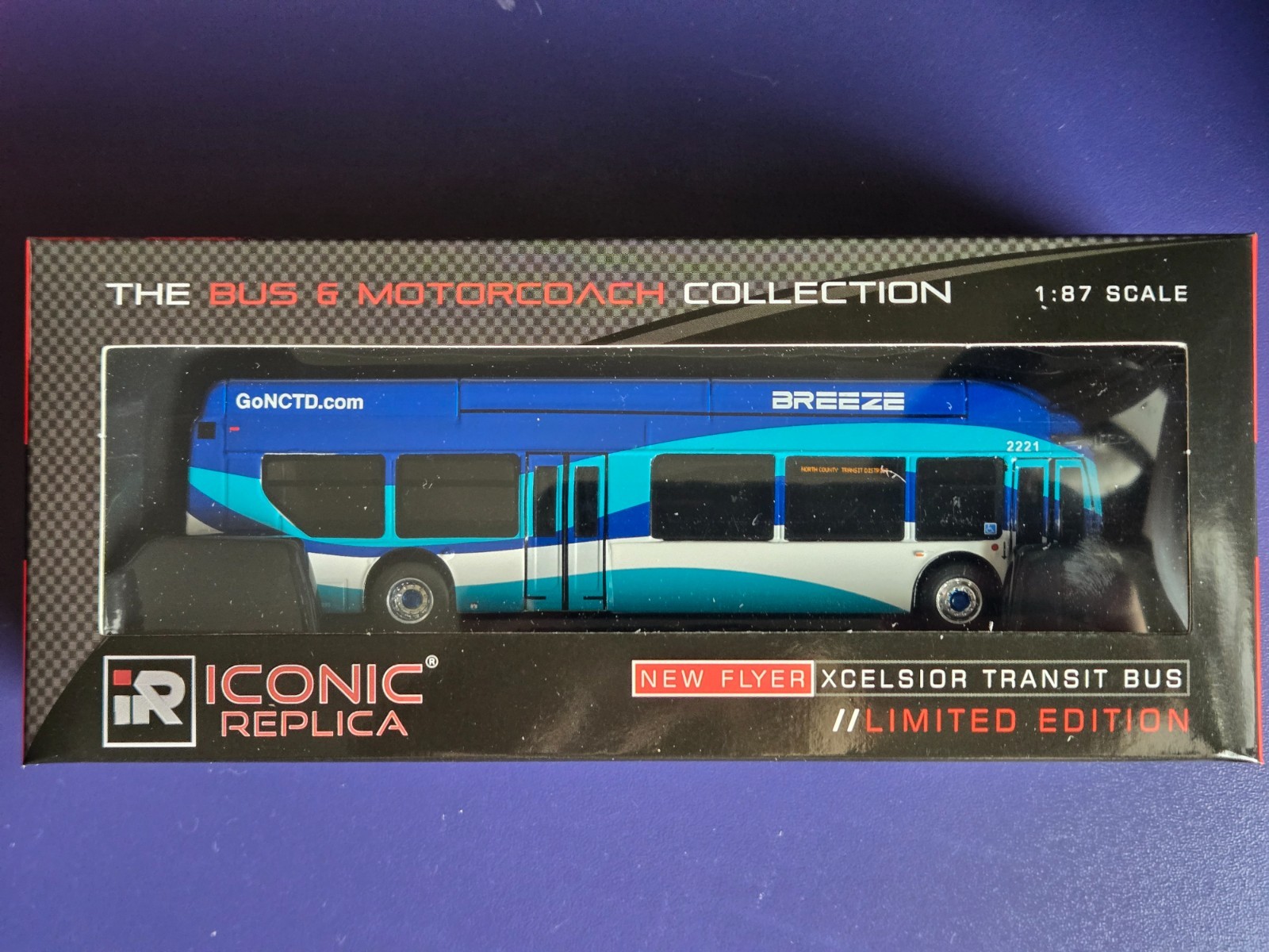 1/87 HO Scale Iconic Replicas Bus: NFI Xcelsior Charge NG, NCTD Breeze, 87-0613