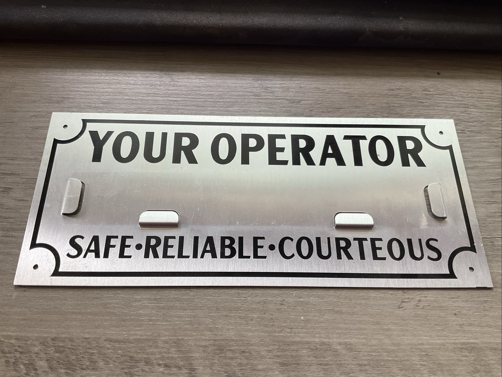 Vintage Metal Trolley City Bus Greyhound Operator Name Holder Sign