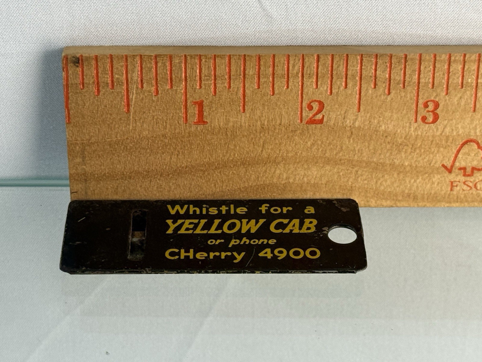 Whistle for A Yellow Cab or Phone Cherry 4900 Vintage Metal Whistle Keyfob. Orig