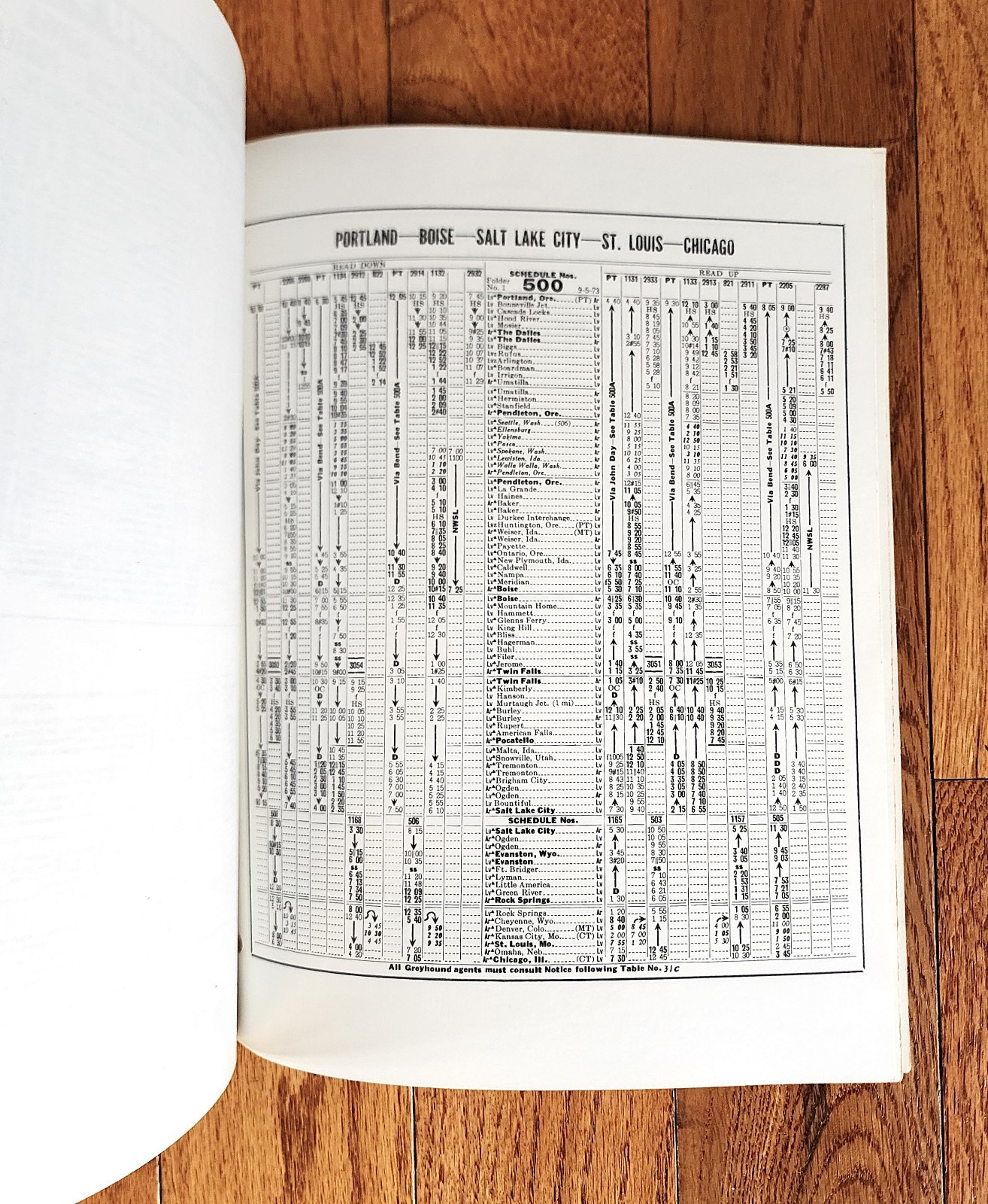 1973 GREYHOUND LINES INC COMPLIANCE MANUAL TIME TABLE MAP