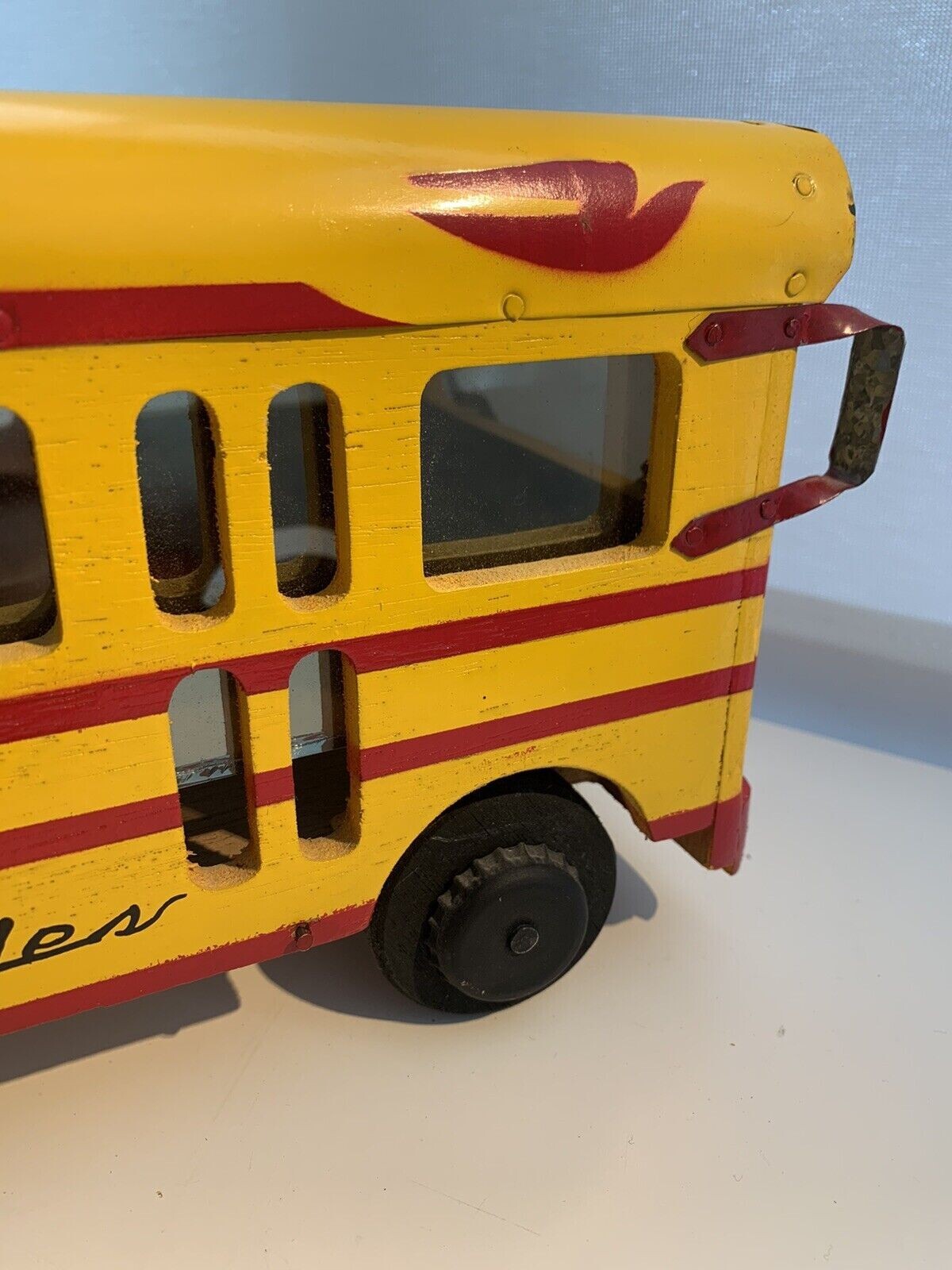 Vintage Blue Bird Bus Guatemala Large Wood W/Metal Rutas Orientales Very Rare!