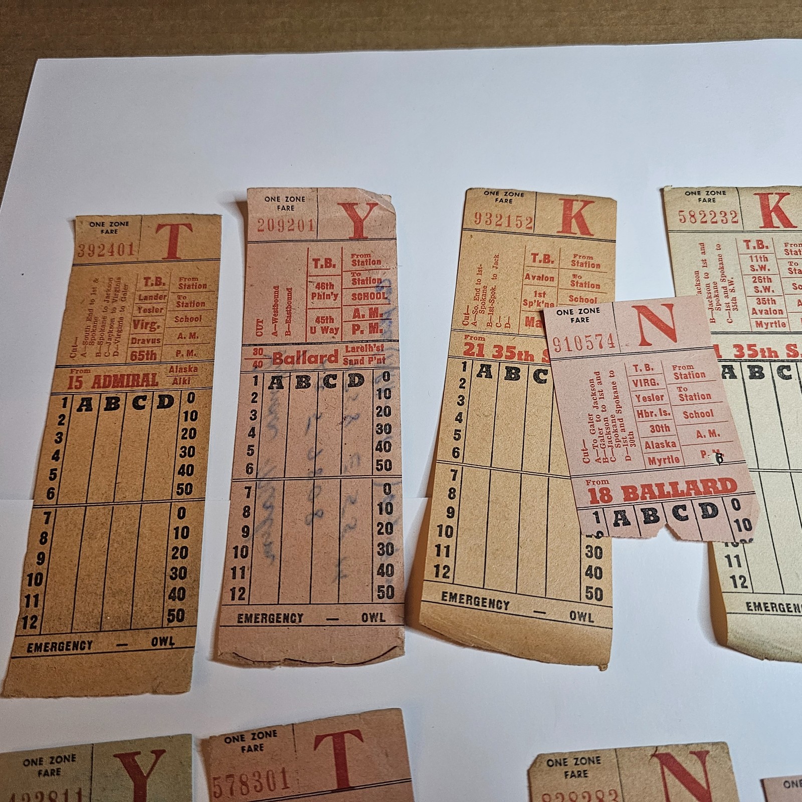 1950s SEATTLE TRANSIT SYSTEM TICKET CARD LOT BUS TROLLEY DRIVER MOTOR COACH FARE