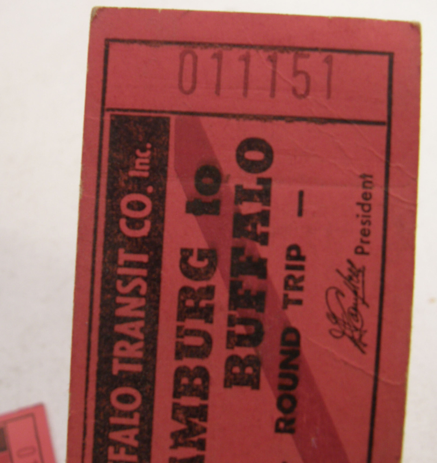 TWO VINTAGE UNUSED ROUND TRIP TICKETS BUFFALO TRANSIT COMPANY BTC TO HAMBURG NY