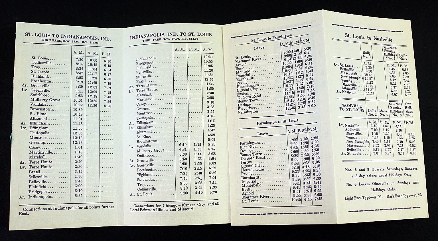 Purple Swan Safety Coach Bus Lines Folding Schedule and Time Table Routes 1928