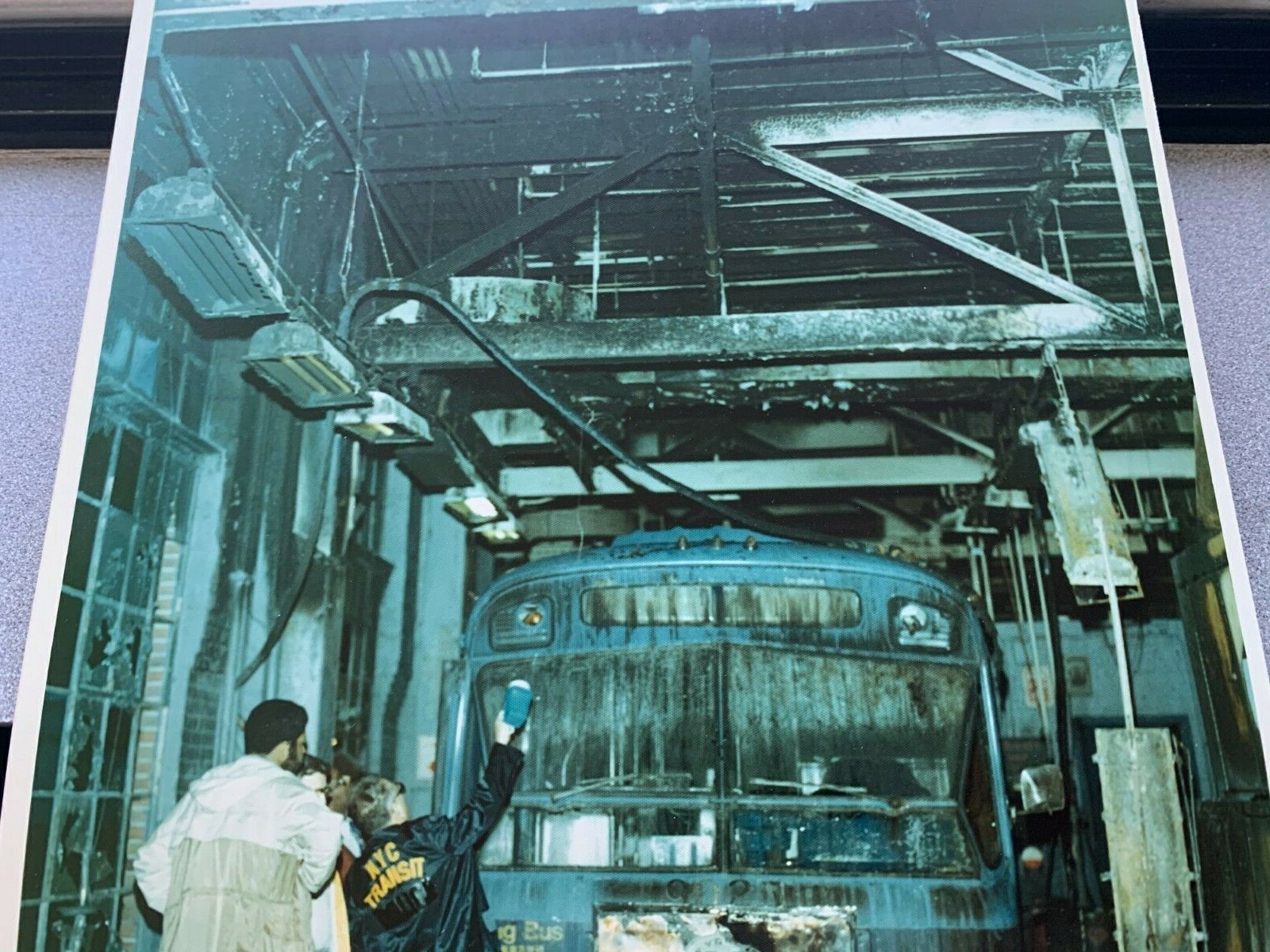 8X10 NY NYC BUS DEPOT TERMINAL GARAGE FIRE TRANSIT POLICE COLLECTIBLE PHOTOGRAPH