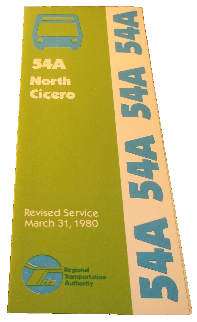 MARCH 1980 CHICAGO CTA ROUTE 54A NORTH CICERO SERVICE BUS SCHEDULE