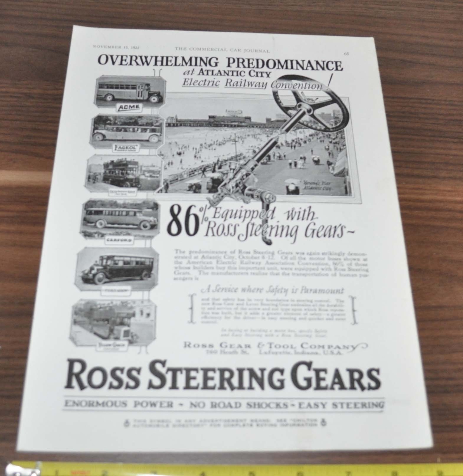 1923 Ross Sterling Gears Fageol Garford Yellow Coach Bus Ad Dump Truck Auglaize