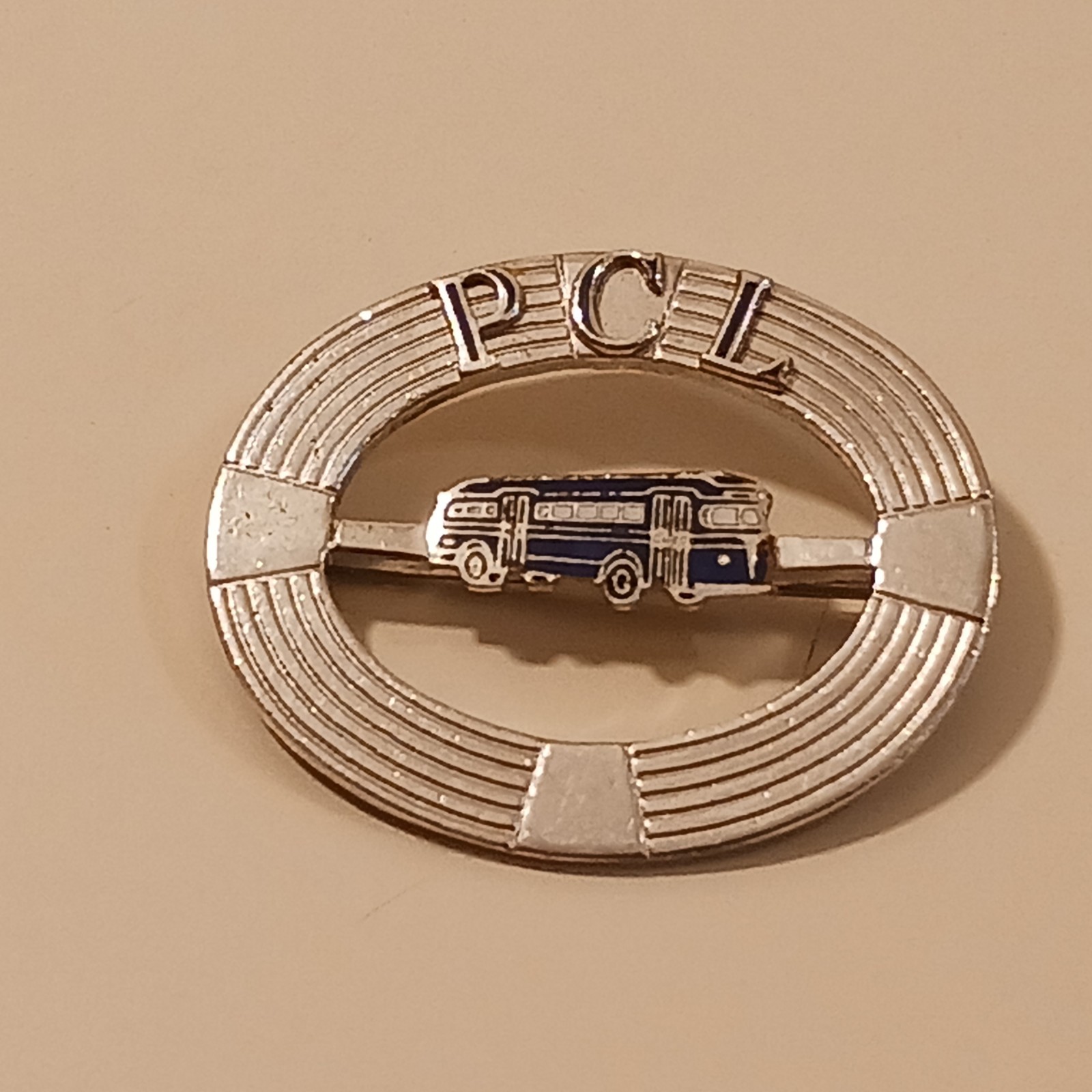 RARE Vintage PCL Pacific City Lines Bus Driver Hat Badge Cap Pin 1940s NCL GM