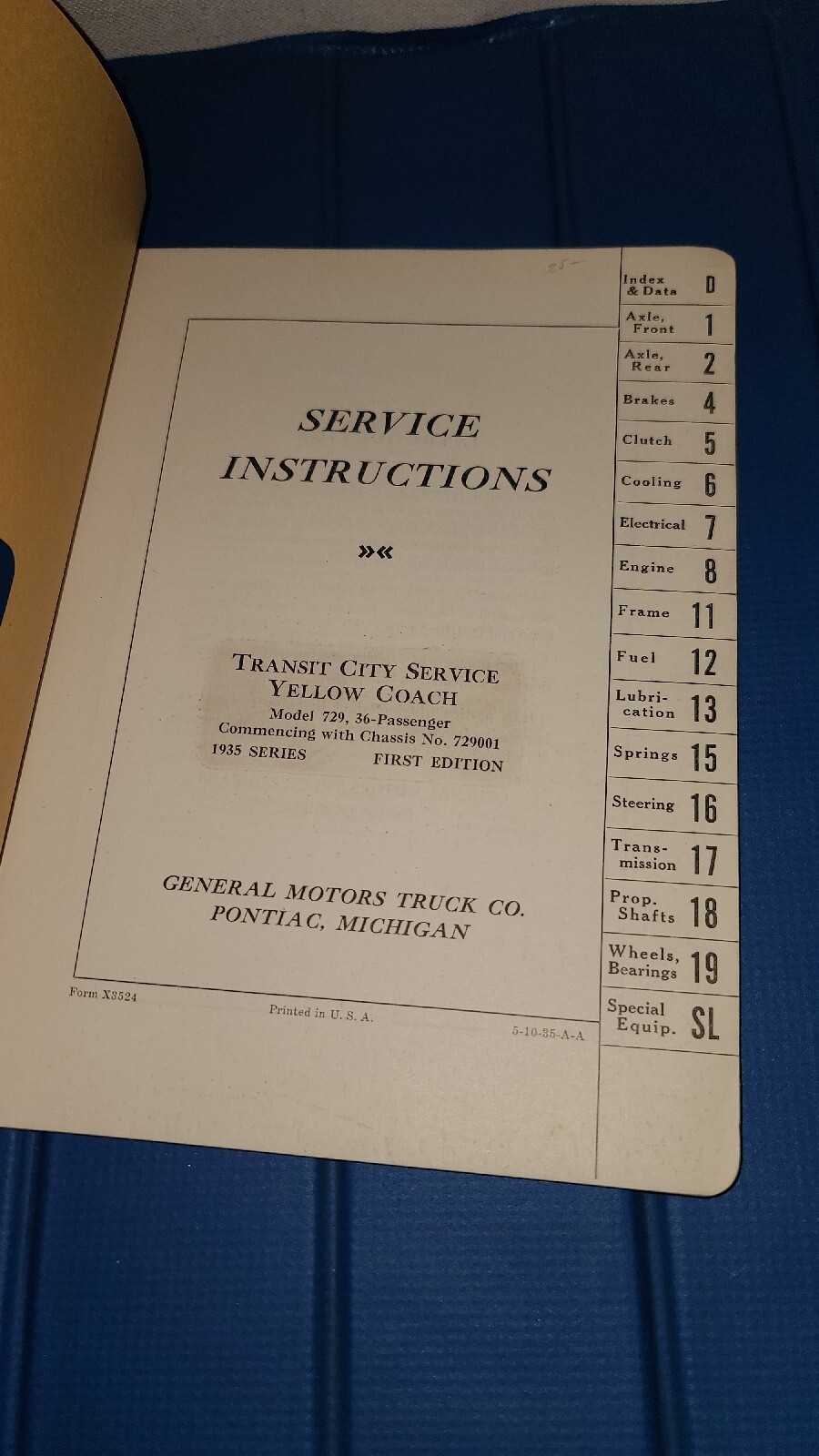 1935 Yellow Coach Care & Maintenance Manual General Motors Truck Company Pontiac