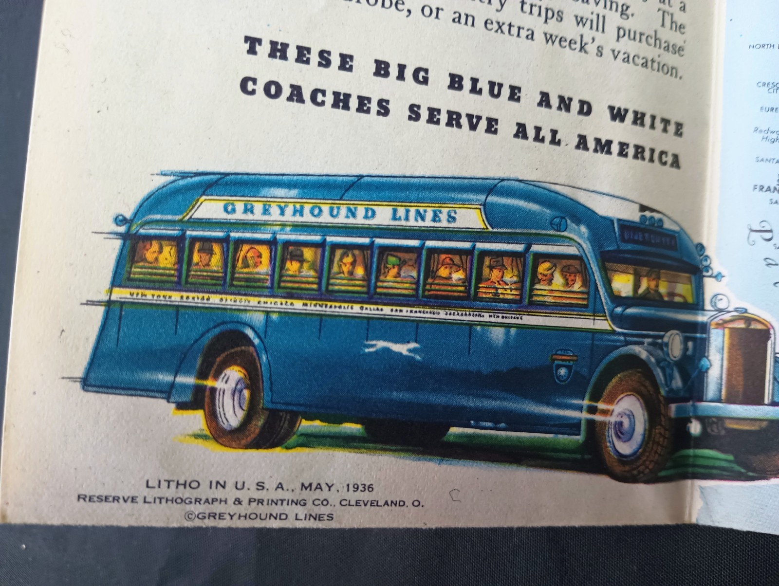 LOT OF 7 1930’s GREYHOUND LINES – TRAILWAYS – TRI-STATE BUS TIMETABLES SOUTHWEST