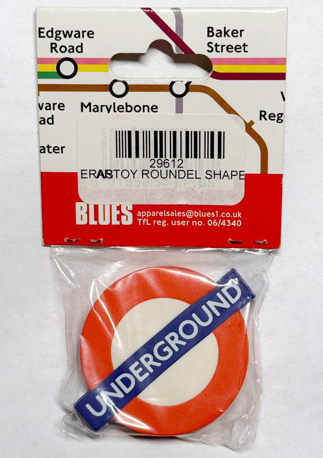 LONDON UNDERGROUND TFL NOVELTY ROUNDEL LOGO PENCIL ERASER STOCKING STUFFER *NEW