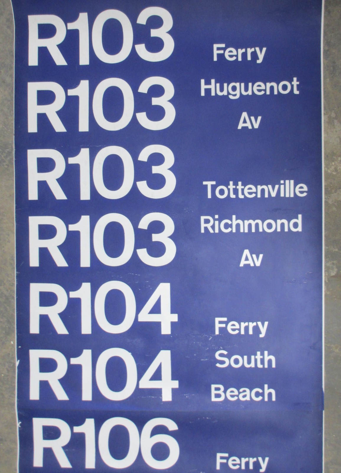 Vintage 1973 Staten Island Castleton Depot Bus Roll Sign Ferry New York City NY